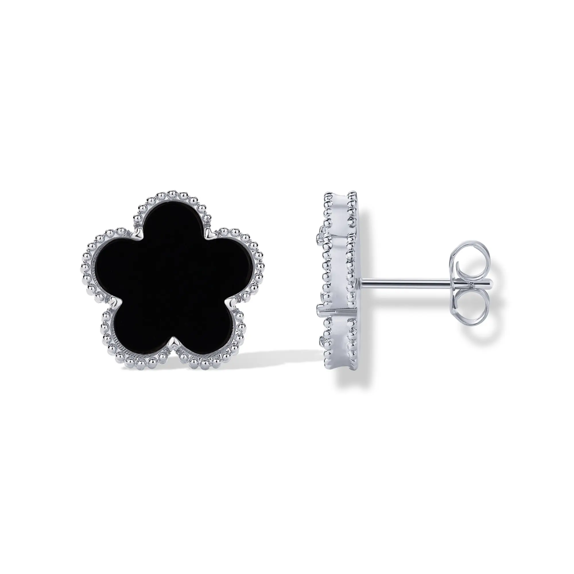 Stud Black Onyx  - White Gold