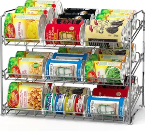 Stackable Can Rack Organizer 17''W x 11.5''D x 14"H Chrome