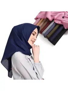 High-quality encrypted Bali large-size Malay square scarf shawl pure color headscarf Modest Hijab