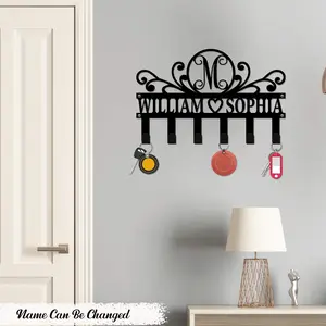 Custom Initial Name Personalized Key Holder for Wall - Metal Key Holder Wall Mount,  Key Rack, Key Hooks on Wall, Coat Rack, Housewarming Gift