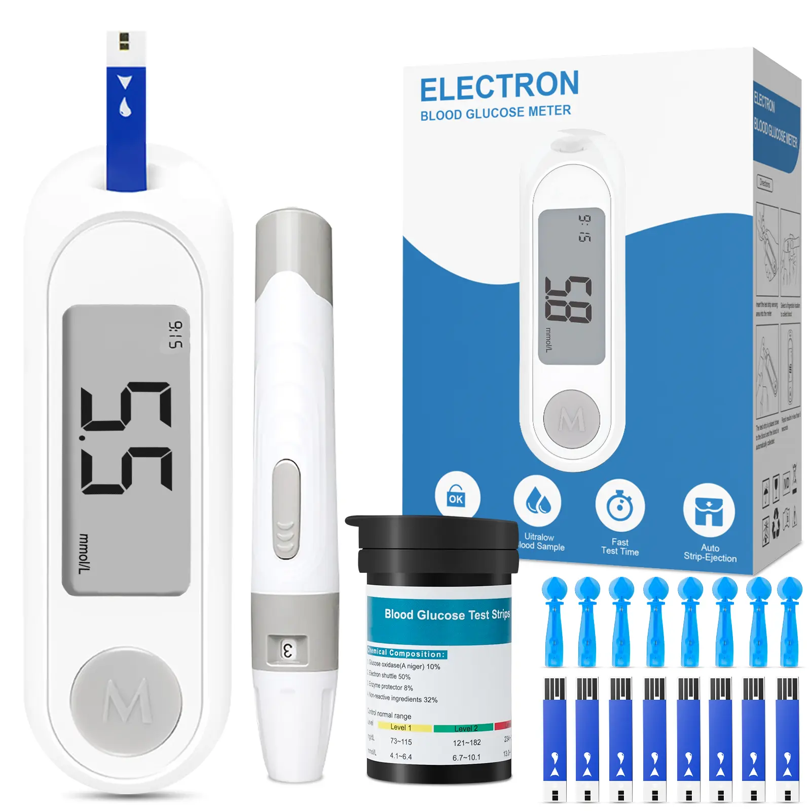 Portable Blood Glucose Monitoring Kit Fast Result Home Self Check Device For Daily Health Management Portable Blood Glucose Monitoring Kit Fast Result Home Self Check Device For Daily Health Management