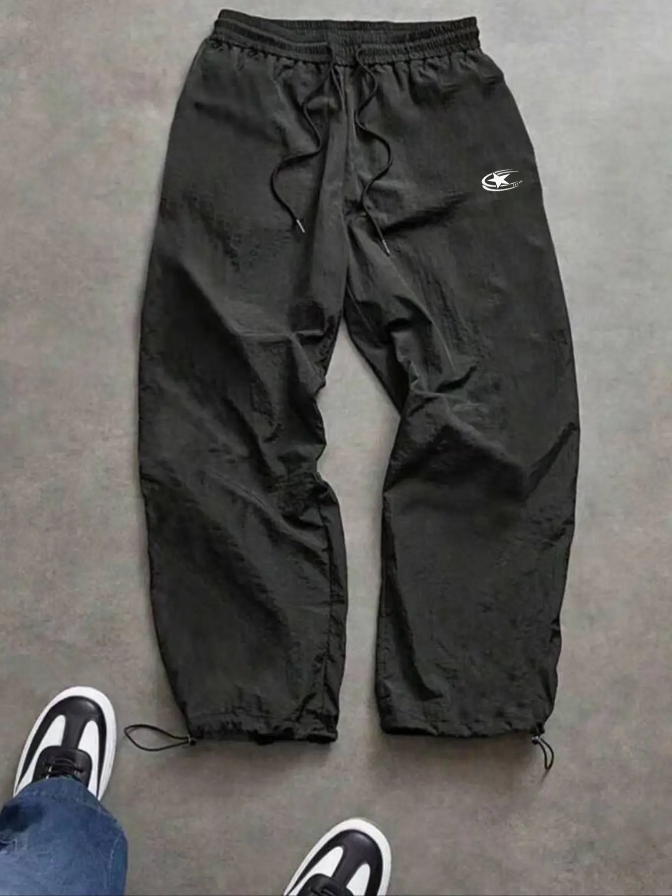 Men's Fashion Athleisure Track Pants Athletic Fitted Cut Design Printed Casual Sports Pants, Nylon Fabric, Lightweight Breathable, Drawstring Waist, Adjustable Elastic Hem, Perfect for Daily Wear