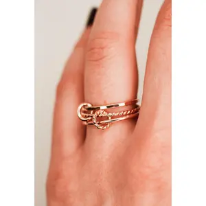 Twist Ladder Link Ring, 14K Rose Gold Fill