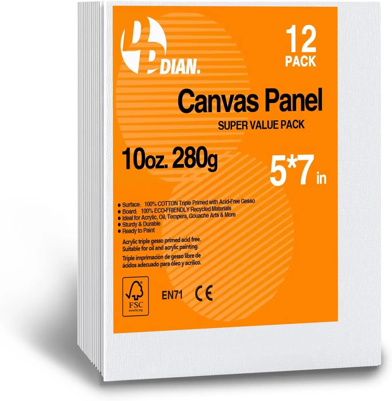 Canvas Boards for Painting 5x7 Inch, 12-Pack Bulk Canvas Value Pack - Art Supplies Blank Paint Canvas Panels for Acrylic, Oil, Watercolor, Tempera, Gouache