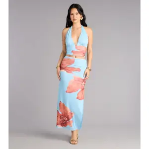 Vacay Bloom Floral Mesh Maxi Skirt