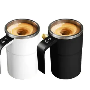 Smart Temperature Display Coffee Mug, USB Rechargeable Self-Stirring Insulated Stainless Steel Coffee Mug, Auto Power Off Heat Preservation Mug