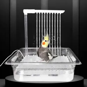 Automatic circulating water system bird bath Self-cleaning parrot shower box Suitable for canaries, zebra finches, tiger-crested finches and other medium-sized and large-sized birds. For birds' play and bathing.  supplies