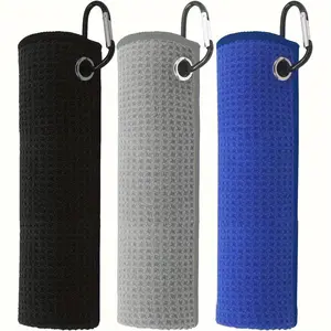 Microfiber Golf Towel, 3 Counts/set Waffle Patterned Golf Towels, Quick Dry and Super Absorbent Golf Towel for Golf Bags, Golf Accessories