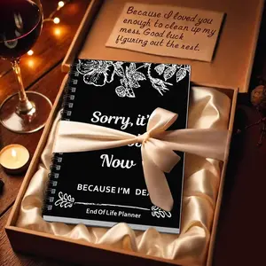 End of Life Planner: Sorry, It’s Your Problem Now, Because I'm Dead. End of Life Planner Organizer Funny Notebook Book Notepad, Final Wishes and End-of-life Arrangements Emergency Binder (1PC Black)