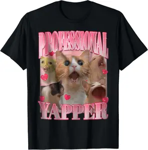 Cotton Gift Tee Professional Yapper Cat Funny Oddly Specific Dank Meme T-Shirt casual cotton streetwear Fabric Menswear streetwear for all