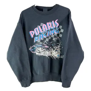 Vintage 90s Polaris Racing Snowmobile Crewneck Sweatshirt T Shirt Hoodie MADE IN USA REPRINT