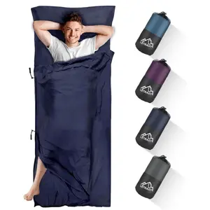 Sleeping Bag Liner, Updated Adult Sleep Sack & Travel Sheets with Foot Zipper, Lightweight and Portable Camping Sleeping Bag Liners - Ideal for Backpacking, Hostels and Camping