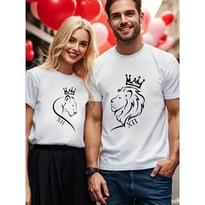 [Pair of Lions T-shirt] Valentine's Day Gift, Casual Short Sleeve Pair of Lions Matching T-shirt for Couples, Single Pack