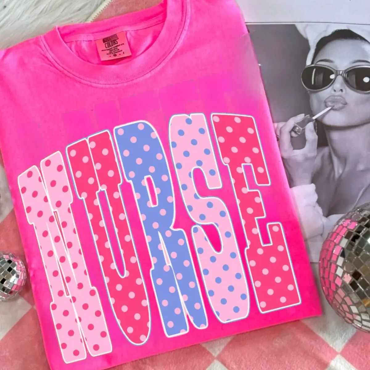 Comfort Colors Coquette Nurse Shirt Neon Polka Dot Summer Medical Tee