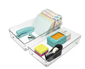 Sorbus Drawer Organizer and Storage Clear 2 Pack, Durable, Multipurpose, and BPA Free Boxes Plastic Set Organizing Tool