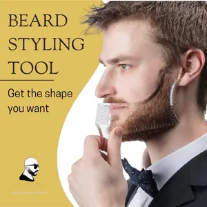 Beard Shaper for Men Beard Lineup Tool for Grooming Beard Guide Shaping Tool for Straight Curve Cut Barber Tool Shaper Haircare Heatless Straightener