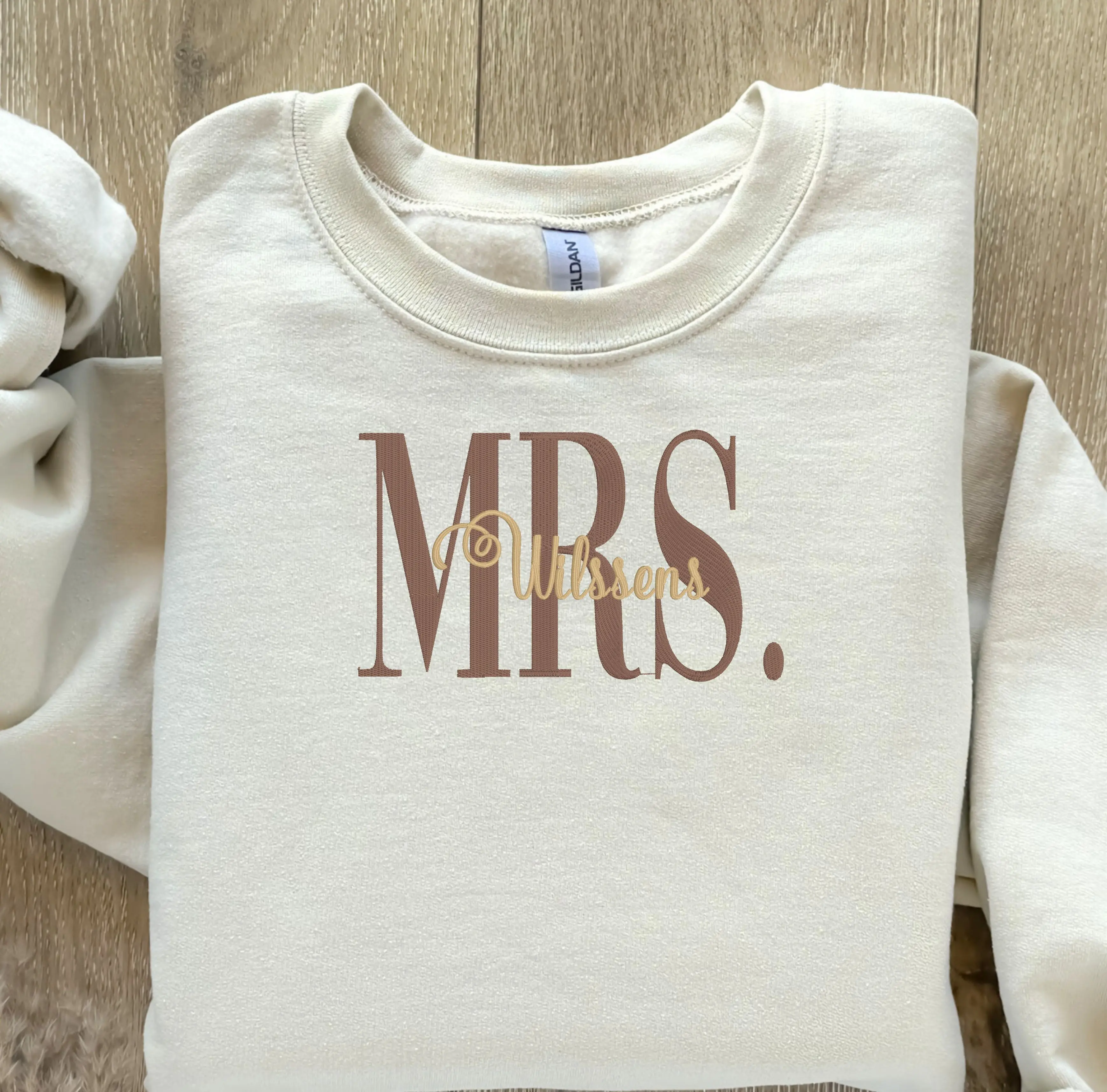 Mrs Last Name Embroidery Sweater