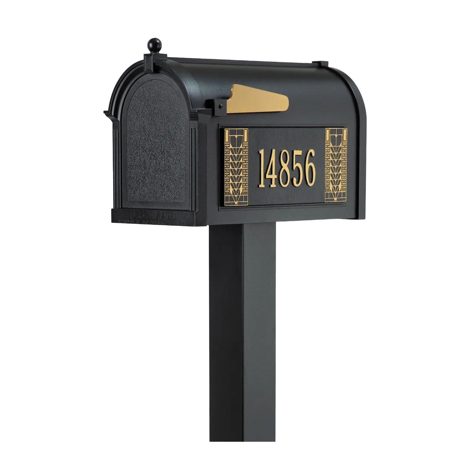 Whitehall Frank Lloyd Wright Tree of Life Premium Mailbox Package, Capitol Mailbox with Standard Post & Personalized Side Plaques, Outdoor Post Mount Mailbox System