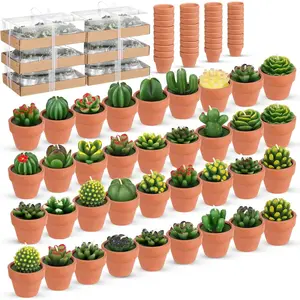 36 Pcs Succulent Cactus Tealight Candles with Mini Terracotta Pots, Spring Decor, Fiesta Cinco De Mayo Party Decorations, Mexican Party Favors, Baby Shower Wedding Table Decor(Red)