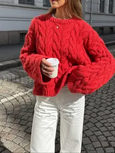 Vintage Knit Sweater for Women, Coarse Texture, Stylish Autumn Winter, Perfect for Daily Casual Wear and Travel