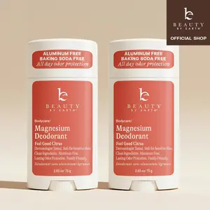 Beauty by Earth Magnesium Deodorant 2 Pack - New Aluminum-Free Odor Protection Bundle with Nourishing Shea Butter Avocado Oil & Aloe Vera for Sensitive Skin