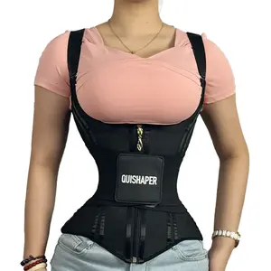 Quishaper Women's 2-in-1 Waist Trainer Vest - Adjustable Shoulder Straps, Zipper & Hooks Closure, Waist Training, Body Sculpt, Body-Fitting & Built-In Shapewear Belts, Booty Lifting Tummy Control, Breathable Compression for Workout & Daily Wear