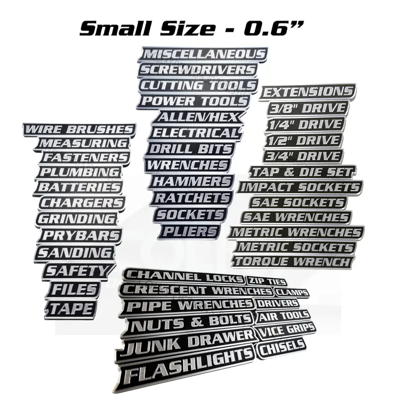 ColKy Designs 48-Pack Value Plastic Magnetic Toolbox Label Badges - 3D Printed Durable Rectangles, 0.6" Tall, 3/16" Thick, Strong Embedded Magnets for Metal Cabinets/Drawers, No Adhesives, Tool Organizer