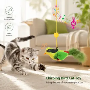 Simulated Chirping Bird Cat Toy, Interactive Hanging Toy with Elastic String, No Battery Sound Design, Lightweight Indoor Exercise Toy for Cats to Stay Active and Entertained