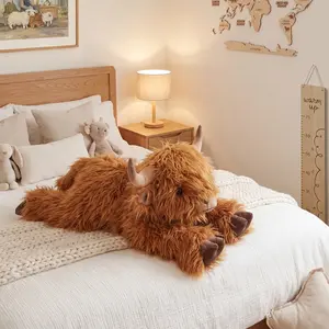 Oh-So Soft Heatable Plushies Toys, Weighted Stuffed Animal Throw Pillow Toy, Stitch Stuff Highland Cow, Heatable for Cramps, Pain, Stress, Anxiety Relief Lavender Scented Microwavable Heating Pad Fluffy Animal Gift Idea for Girlfriend Birthday