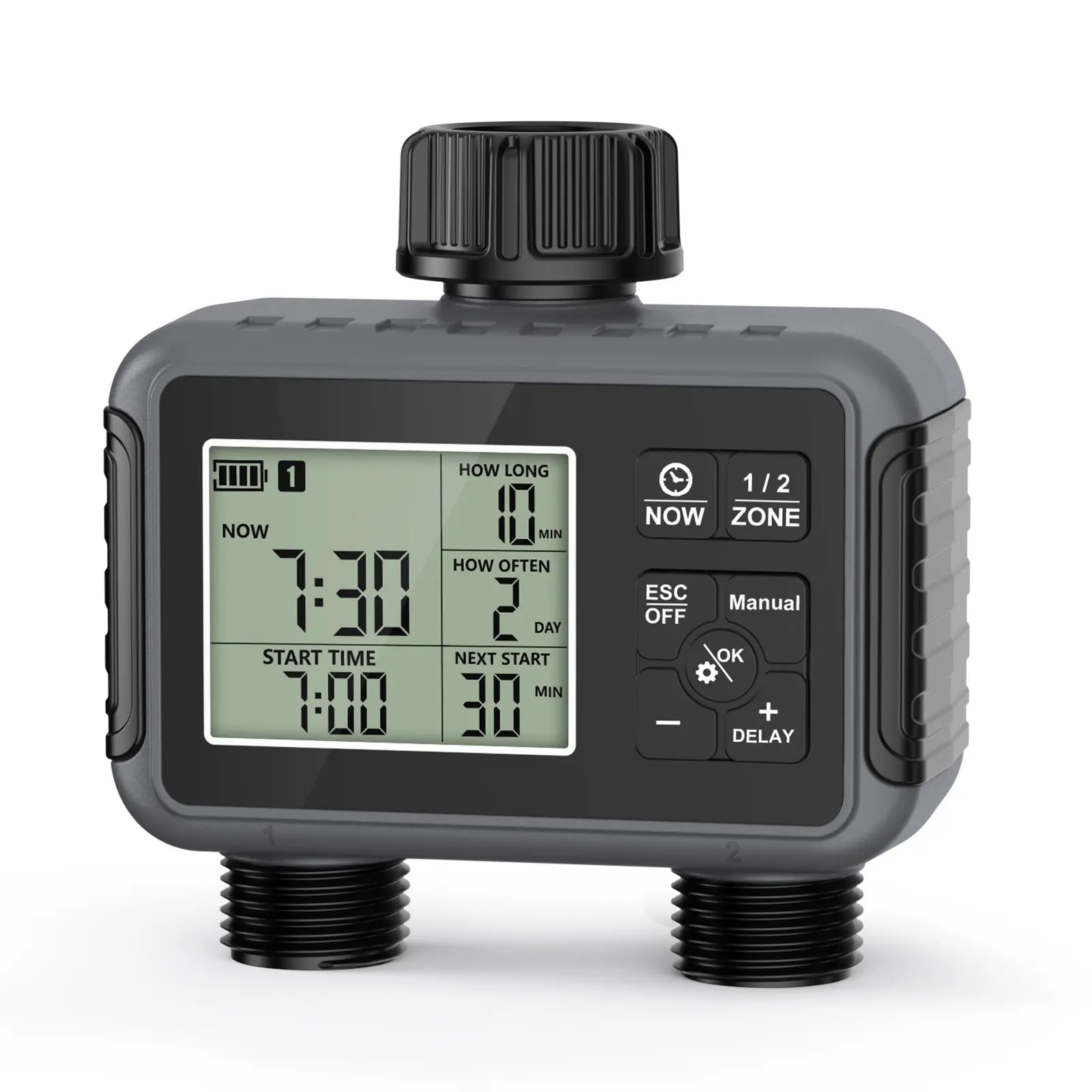 Waterproof Garden Hose Timer, Hose Timers For Watering, Rain Delay and Manual/auto Irrigation, 2 Outlets, Ideal for Lawn and Pool, Efficient Irrigation System, Watering Systems, Automatic Garden Watering, Automatic Irrigation Equipment, Digital Display