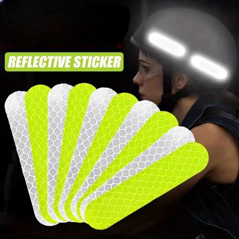 40 pieces of PVC reflective safety stickers, suitable for helmets and vehicles - all-weather visibility stickers, specifically designed for car, motorcycle and bicycle helmets - placed on the left side, with high-intensity reflection