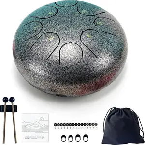 Steel Tongue Drum 6 Inch 8 Notes D Major Rain Drum with Carry Bag,Hand pan Drum Mallet and  Book -  Zen Meditation Instrument,  for Beginners & Adults()