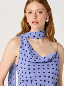 Adrie Polka Dot Scarf Detail Top Elegant Flowy