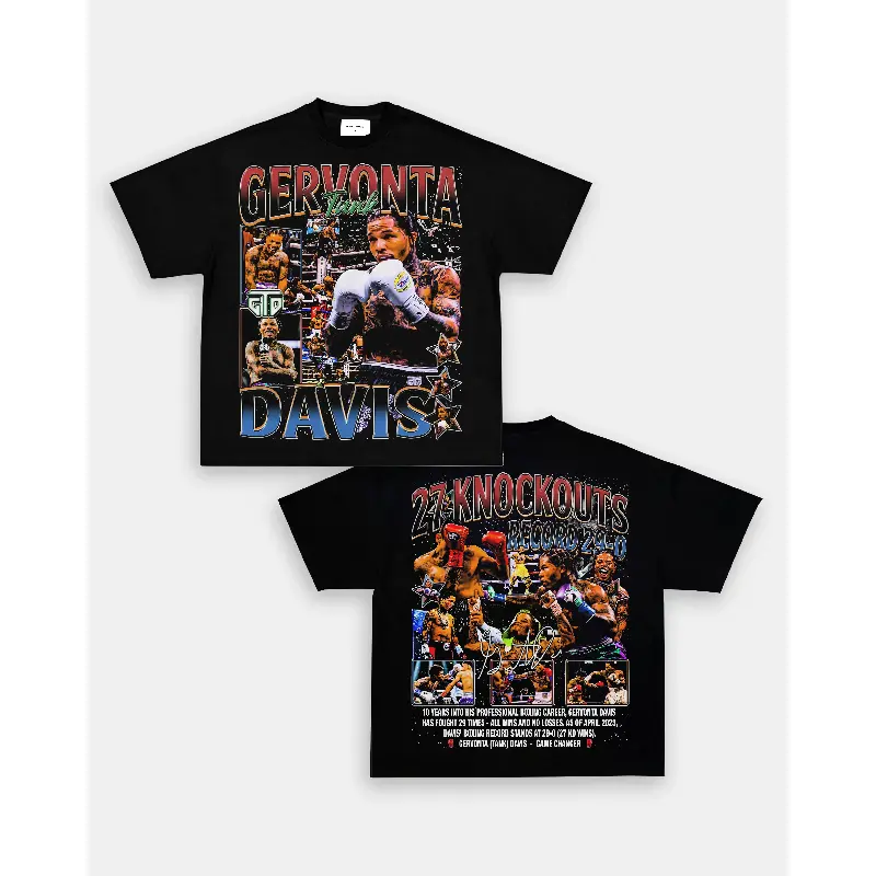 Graphic T-shirt GERVONTA DAVIS Double-sided Printed Retro Boxing Pattern T-shirt, a thick cotton casual classic T-shirt suitable for both men and women, a combat night boxing streetwear top, a men's combat sport shirt