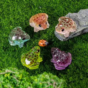 10pcs Colorful Glowing Frog Statues, Cute DIY Craft Supplies, Home Decor, Fairy Garden Miniatures, Micro Landscape Decoration, Garden Accessories, Exterior Decorative Statues