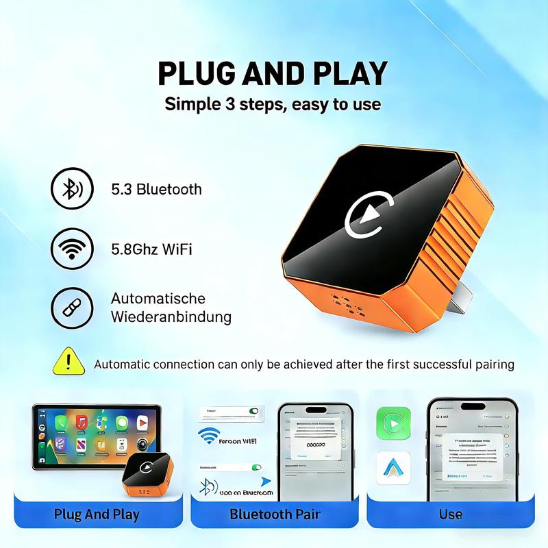 2026 New 2-in-1 Wireless CarPlay Adapter, High-Speed No-Latency Connection & Hands-Free Calling, Compatible with All Apple & Android Phones for Car Entertainment Systems
