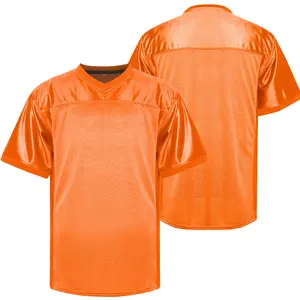 Men's Summer Short Sleeve Football Jersey, Blank, Orange,Blue,Black,Red,Pink,Green, Loose Fit Sports V-Neck Tie-Up Top for Training and Competition Christmas gifts