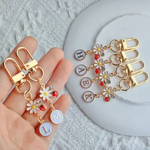 1/20Pcs Floral Letter Keychain - Elegant Gold Tone Key Ring, Birthday/Anniversary Gift for Women, Bag, Car or House Key Accessory, Exquisite Design, Cute Keychain for Everyday Use