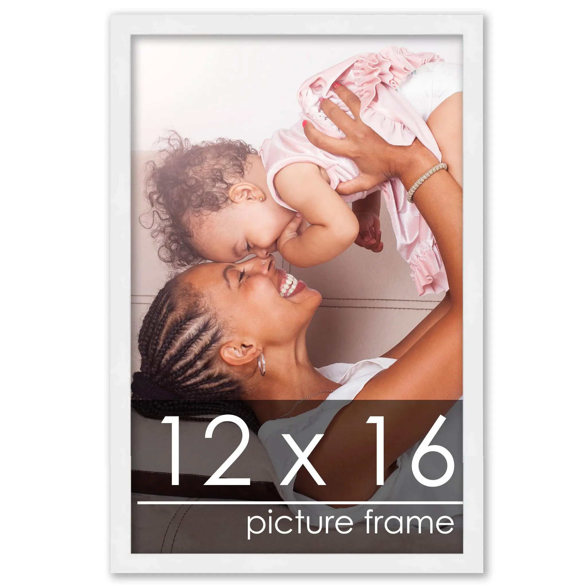 12x16 White Wood Picture Frame - UV Acrylic, Foam Board Backing, Hanging Hardware