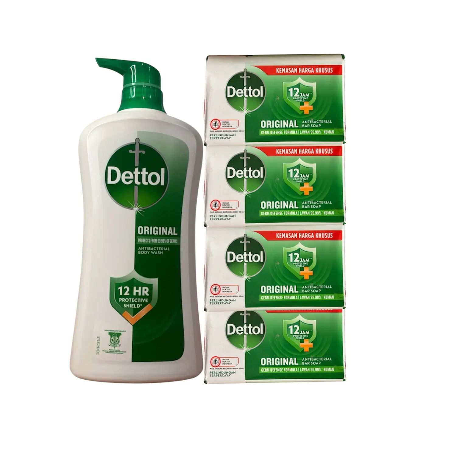 Dettol Original Body Wash (900g) with 4 (or 10 Soap) Assorted 100g Bar Soaps, Bath & Shower Cleanser for Daily Personal Care