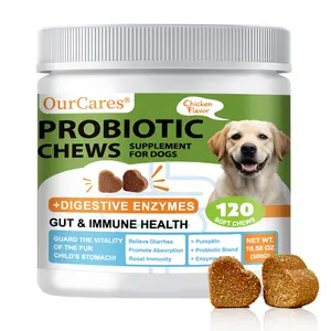 OurCares Probiotics for Dogs Support Gut Health Occasional Diarrhea Digestive Health & Seasonal Allergies Dog Probiotics Soft Chew for Pet Immune System Chicken 120 Soft Chews Pet Daily Chews Snacks