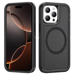 Fin For Magsafe Armor Shockproof Defender Phone Cases For iPhone 17 16 15 14 13 Pro Max Plus Air Case Heavy Duty Protector Cover