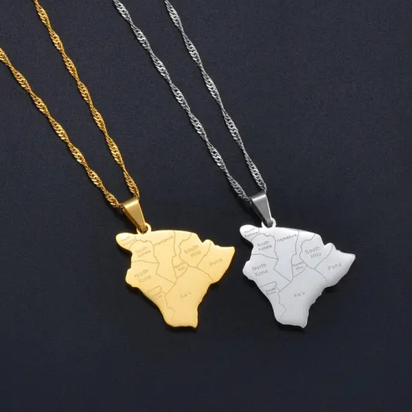 Hawaii Necklace - Map Pride Jewelry Pendant Gifts