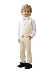 Boys Spring Graduation 3 Piece Set, Minimalist & Timeless, Vest + Trousers + Bow Tie, Stand Out in Kindergarten/Primary School Grad Photos & Family Trips, No Shirt Included--XT93008