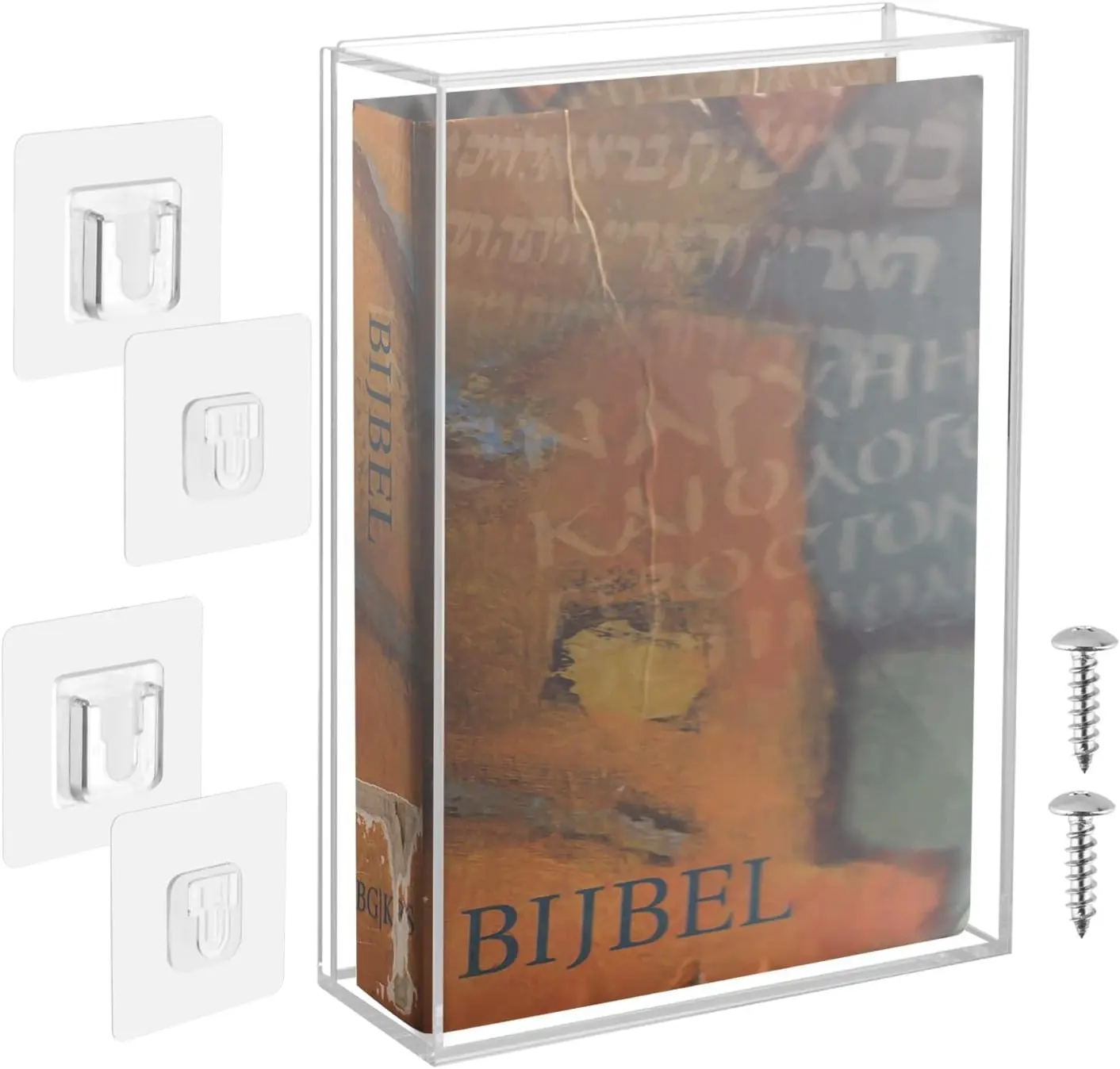 Acrylic Wall Mount Bible Display Case, Vertical & Horizontal, 10.25 x 7.25 x 2 inch