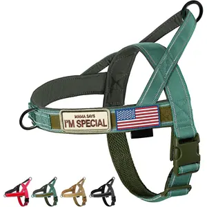 No Pull Dog Harness with Soft Padded Handle,Reflective Strip Escape Proof and Quick Fit to Adjust Harness,Easy for Training Walking for Small & Medium and Large Dogs(Green,L)