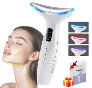 Electric Neck Face Massager, 3 Colors LED Heating Facial Shaping Tool, Gift for Her