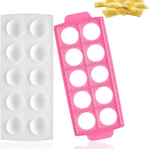 Multifunctional Italian dumpling mold 21 grid round + 21 grid square one plate kitchen DIY pastry making tool