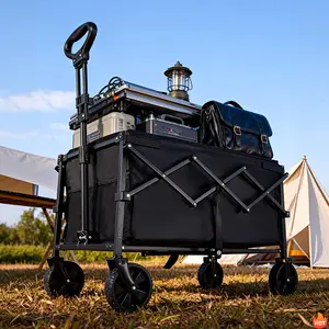 All Terrain Wheel Foldable Camping Garden Cart High Load-bearing 500LBS Large Capacity Portable Reinforced Frame for Camping Picnics Garden Labor Stall Shopping Multi Scene Outdoor Activities