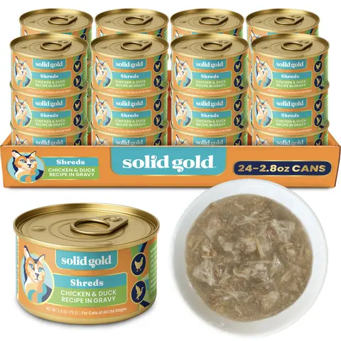 Solid Gold Nature's Harmony™ Chicken & Duck Wet Food for Cats - Calming Formula with Chicken Broth & Lean Shreds for Hydration & Sensitive Stomachs